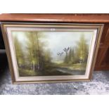 A LARGE GILT FRAMED PAINTING SIGNED 'JACKSON'