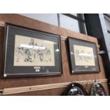 TWO FRAMED PENCIL SIGNED LIMITED EDITION RUGBY PRINTS