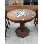 A FRENCH DECORATIVE CIRCULAR TOPPED GAMES TABLE