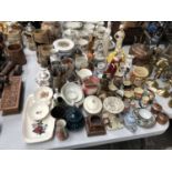 A LARGE COLLECTION OF ASSORTED CERAMICS, MINIATURE CHARACTER JUGS ETC