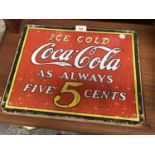 A METAL COCA-COLA SIGN