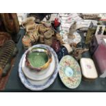 A LARGE GROUP OF CERAMICS, BEER TANKARDS ETC