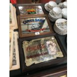 THREE FRAMED PUB ADVERTISING MIRRORS