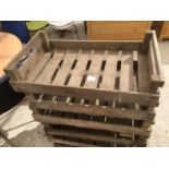 SIX VINTAGE WOODEN POTATO BOXES