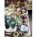 A LARGE GROUP OF ITEMS TO INCLUDE VASES, CUPS, VASES ETC