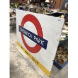 A LARGE ENAMEL CHISWICK PARK UNDERGROUND SIGN 115 X 152 CM