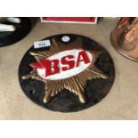 A CAST METAL 'B.S.A' SIGN