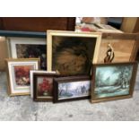 A COLLECTION OF FRAMED PICTURES, LION ETC