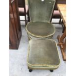 A VINTAGE NURSING CHAIR AND FOOTSTOOL