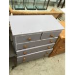 A PAINTED PINE CHEST OF DRAWERS