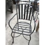 FIVE METAL GARDEN ARM CHAIRS