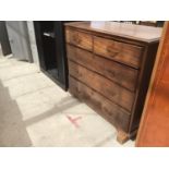 A VICTORIAN MAHOGANY CHEST OF TWO SHORT OVER THREE LONG DRAWERS