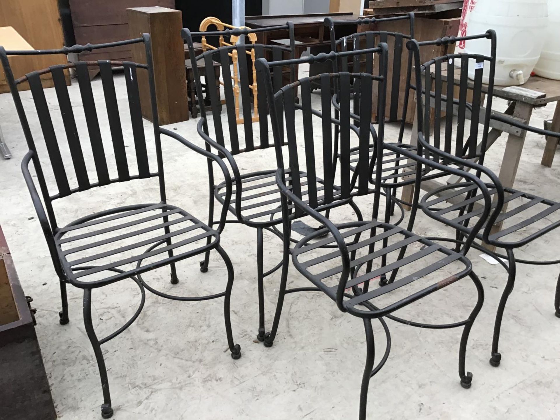 FIVE METAL GARDEN ARM CHAIRS - Image 2 of 2