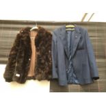 A FUR JACKET AND A BLUE BLAZER