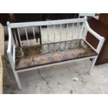 A VINTAGE WOODEN PAINTED BENCH