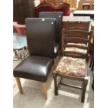 TWO PAIRS OF DINING CHAIRS