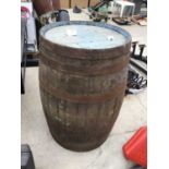 A WOODEN WHISKEY BARREL