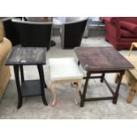 TWO SIDE TABLES AND A STOOL (3)
