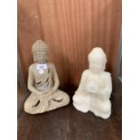 TWO LIGHT UP BUDDHA FIGURES