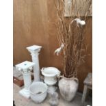 A COLLECTION OF JARDINERES, PLANTERS, DECORATIVE TWIGS ETC