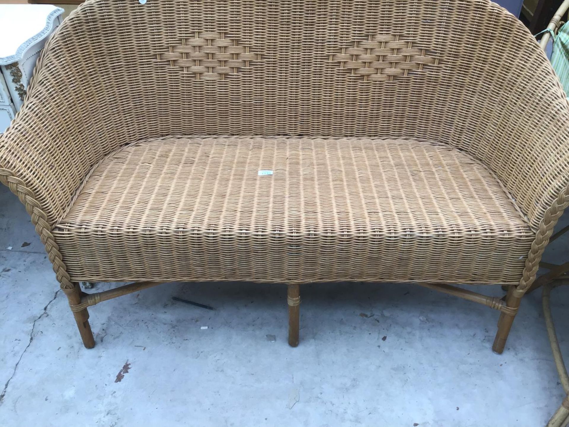 FIVE ITEMS - SOFA AND TWO CHAIRS AND BAMBOO CHAIRS - Image 2 of 4