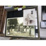 A VINTAGE FRAMED MILITARY PHOTO WITH MINIATURE MEDAL