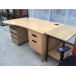 A MODERN DESK UNIT WITH FILING CABINET AND SIDE TABLE