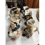 A COLLECTION OF HAND PAINTED 'ROY KIRKHAM POTTERY' CHARACTER JUGS