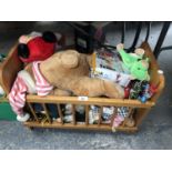 A MODERN CHILD'S COT WITH ASSORTED SOFT TOYS
