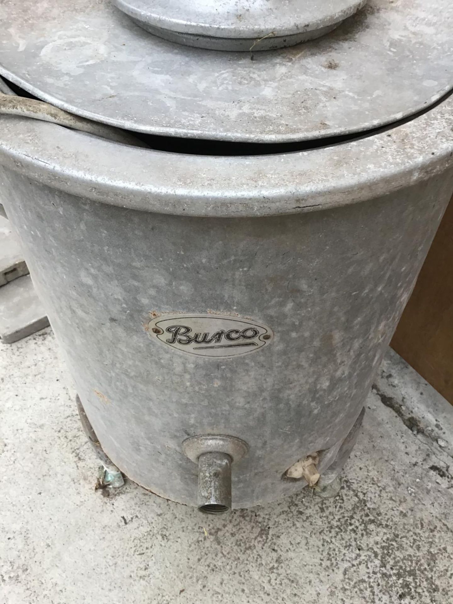 A VINTAGE GALVANISED BURCO BOILER