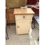 A PAINTED PINE SINGLE DOOR CUPBOARD