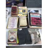 A MIXED GROUP OF VINTAGE ITEMS - CAR BOOKS ETC