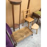 FOUR ITEMS - PLANT STAND ETC