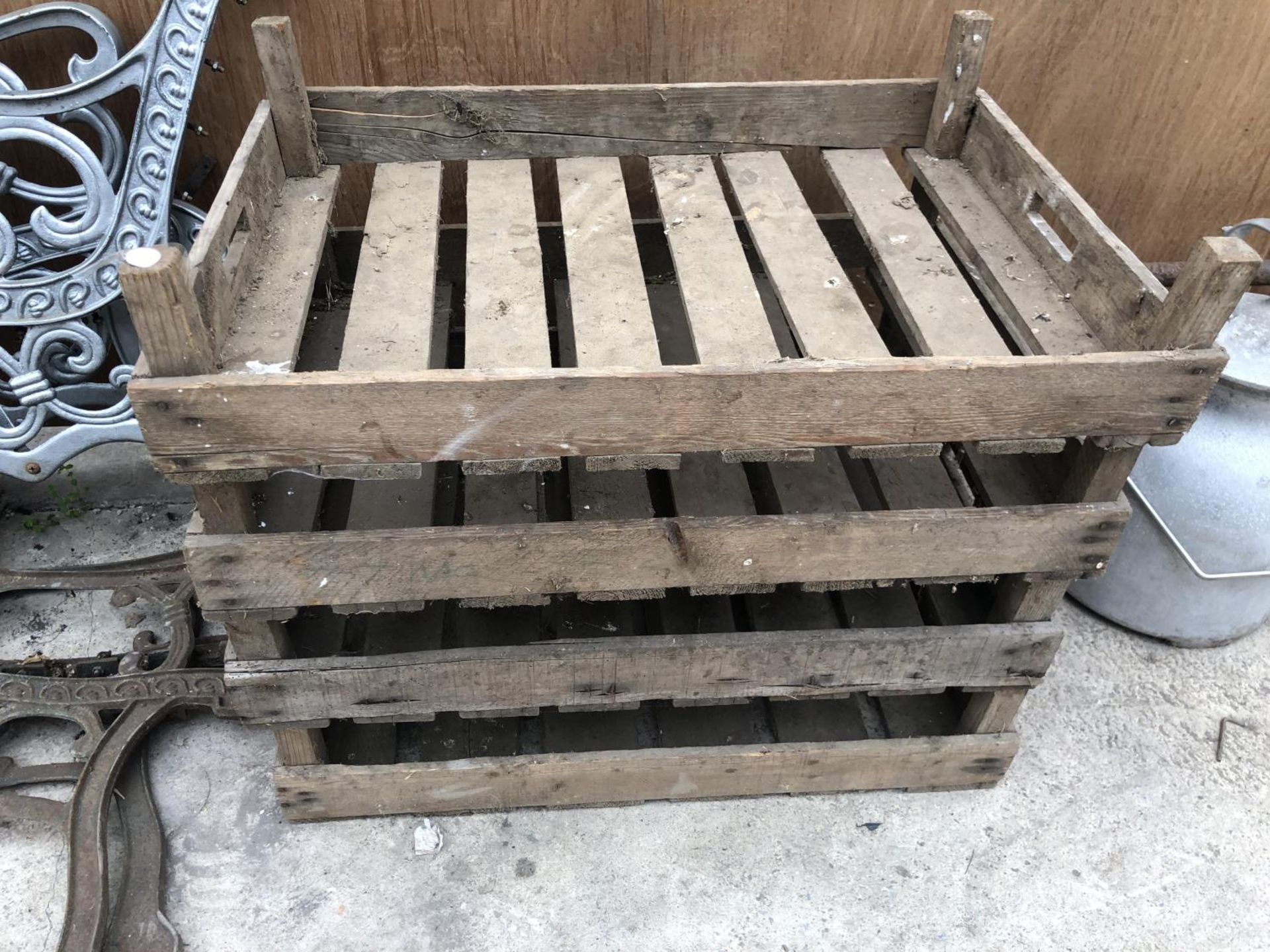 FOUR WOODEN POTATO BOXES