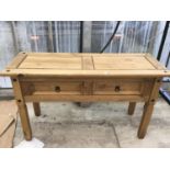 A MEXICAN PINE TWO DRAWER SIDEBOARD