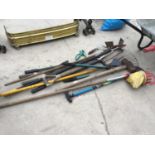 VARIOUS TOOLS TO INCLUDE RAKE, MALLET, FORK, HAND TOOLS ETC