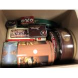 A BOX OF VINTAGE TINS