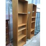 TWO MODERN BOOKSHELVES TOGETHER WITH FLOOR LAMP (3)