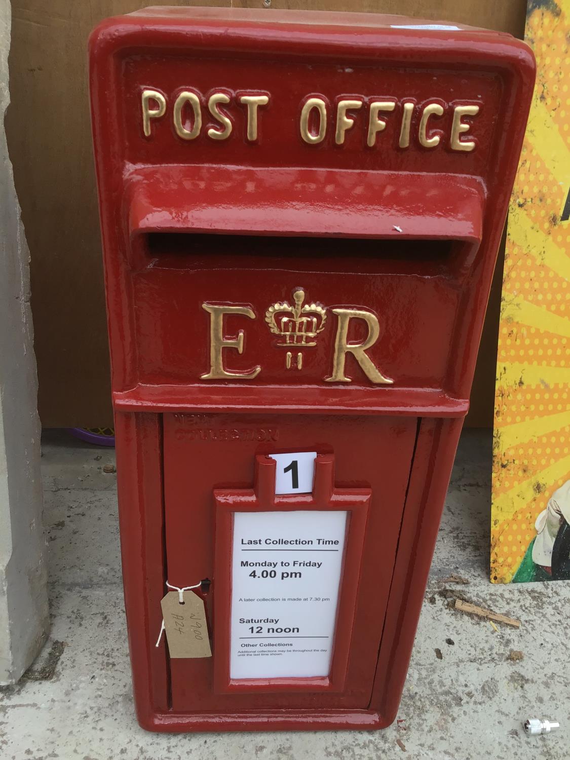 A RED POST OFFICE POST BOX WITH KEYS - Image 2 of 2