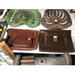 TWO VINTAGE LEATHER BRIEFCASES