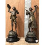 TWO BRONZED SPELTER FIGURES