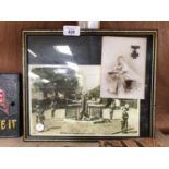 A VINTAGE FRAMED MILITARY PHOTO WITH MINIATURE MEDAL
