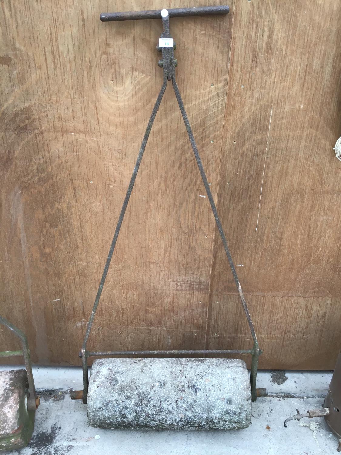 A VINTAGE STONE ROLLER 57CM WIDE