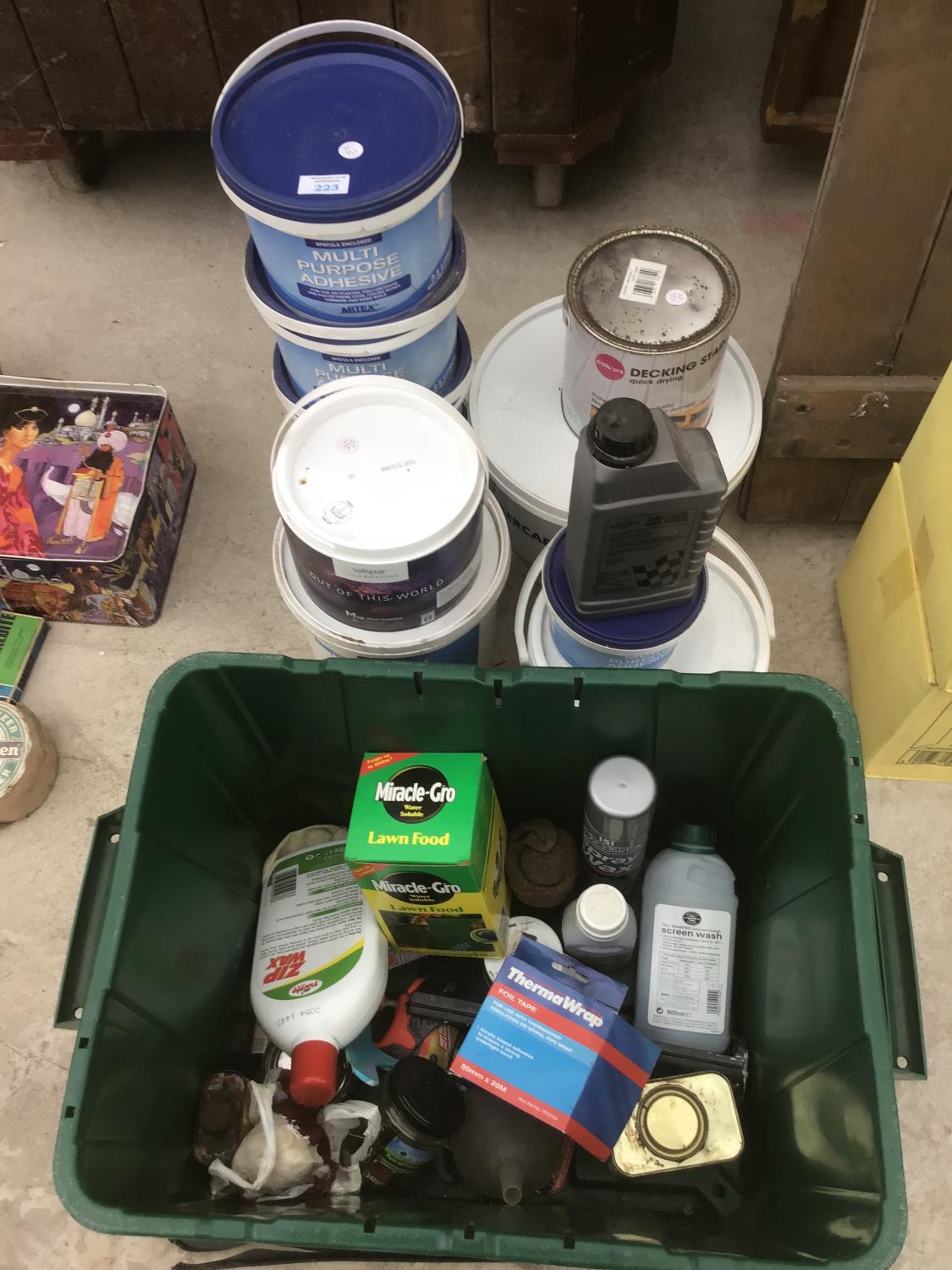 VARIOUS TUBS OF ADHESIVE, DECKING STAIN, ANT POWDER ETC - Image 2 of 3
