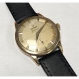 GENTS 1956 OMEGA 9CT GOLD CASED 'GENEVE' CROSSHAIR DIAL WORKING 36MM