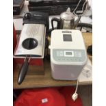 A MOULINEX PRO CLEAN DEEP FAT FRYER, A BREAD MAKER AND A COFFEE PERCULATOR ALL IN WORKING ORDER