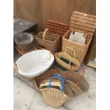 A LARGE COLLECTION OF VARIOUS WICKER BASKETS