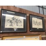 TWO FRAMED PENCIL SIGNED 'ROB LYNDSAY' LIMITED EDITION RUGBY PRINTS