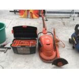 A FLYMO MULTI TRIM AUTO +, A FLYMO MOW N VAC, AND A TOOL BOX IN WORKING ORDER