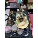 A MIXED GROUP OF CERAMICS, WHISKY KESTREL DECANTER, FURTHER ITEMS ETC